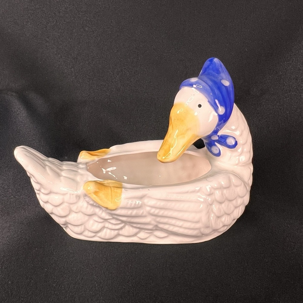 Vintage Giftwares Co. Nancy Pew Duck with Blue and White Headscarf Ceramic